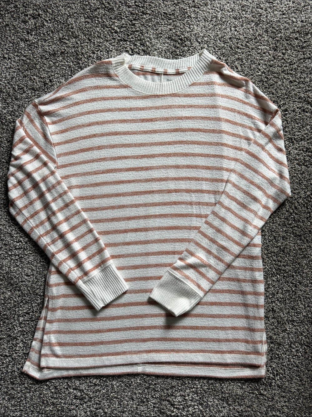 Abercrombie & Fitch Cream and Light Brown Striped Crewneck Sweater